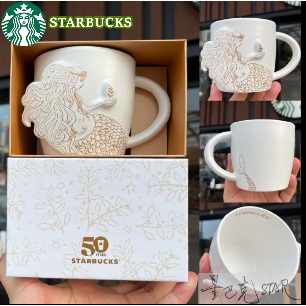 【臺灣出貨】2022全新❤ 限量 星巴克50週年慶 禮盒裝 3D立體浮雕女神馬克杯陶瓷咖啡杯 杯子