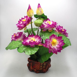 吉善緣 供佛蓮花佛堂供花佛前供奉花荷花寺廟用假花盆景絹花裝飾花 蝦皮購物