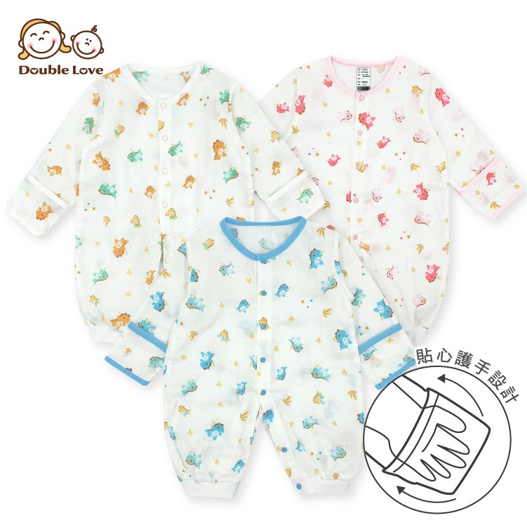DL哆愛台灣製 嬰兒 寶寶 紗布衣 連身衣  紗布衣新生兒 新生兒紗布衣 嬰兒服 紗布衣 新生兒 包手【GD0142】