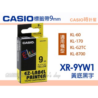 CASIO 時計屋 標籤色帶 9mm XR-9YW1 (適用KL-170 PLUS KL-G2TC) XR-9 卡西歐