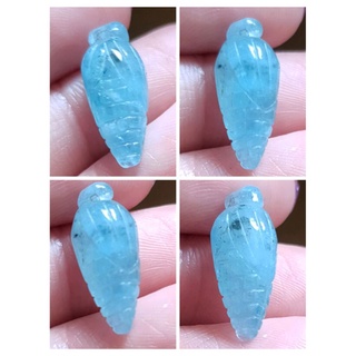 天然 海藍寶 海水藍寶 玉米 雕件 墬子 裸石