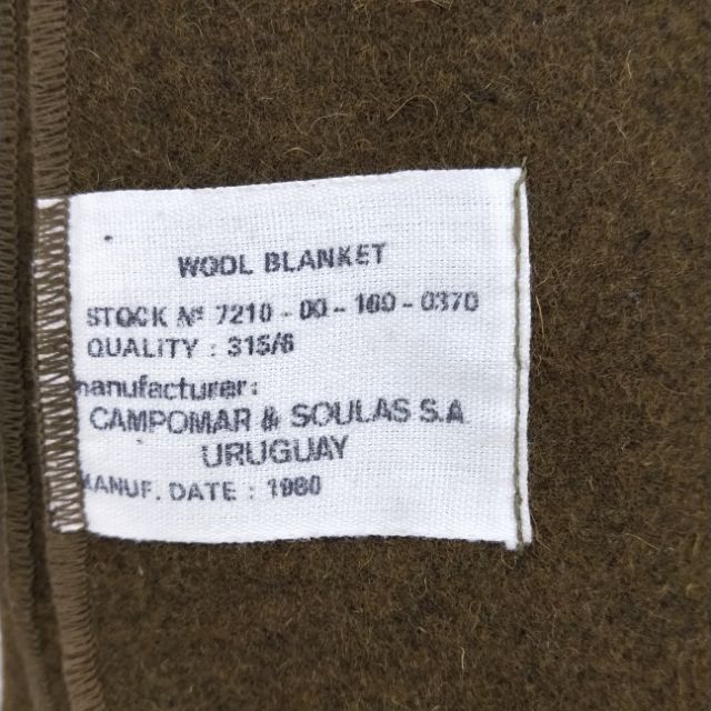 （全新）美軍 1980 烏拉圭製 羊毛毯 wool blanket