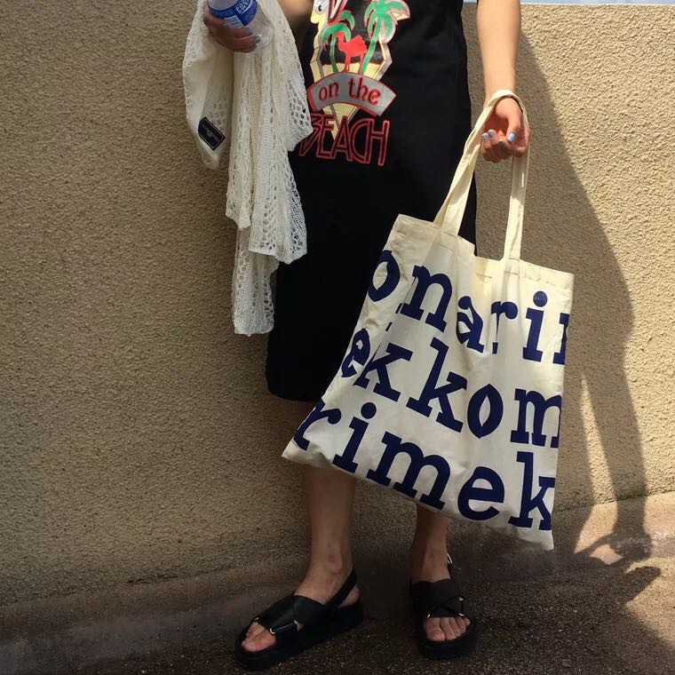 現貨+預購 Marimekko同款手提袋肩背包托特包包包收納包手拿包英文字母文字印花托特袋帆布包購物環保袋