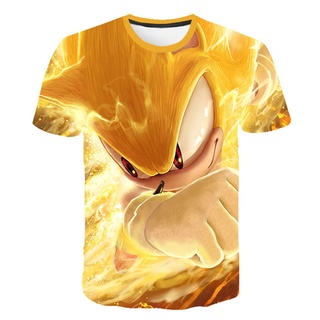 兒童夏季短袖 T 恤嬰兒三維索尼克 T 恤 T 恤男孩 T 恤 Super Sonic 上衣兒童 T 恤