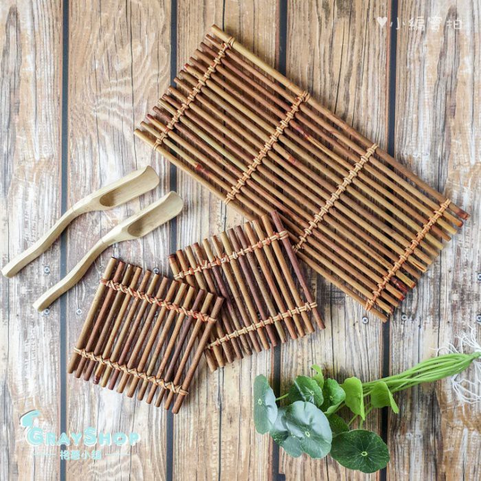超復古百搭竹墊茶勺 Grayshop 日系中國風茶墊茶葉竹製陶瓷玉器飾品食品拍照道具攝影道具 蝦皮購物
