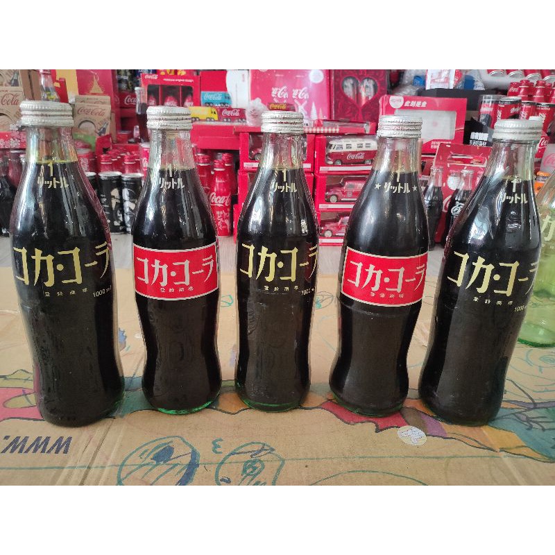 YUMO家 日本 可口可樂 文字玻璃瓶 滿瓶一公升