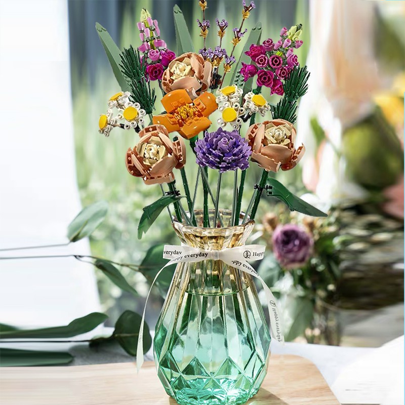Lego樂高花束鮮玫瑰花瓶永生盆景插花積木玩具女孩系列益智 蝦皮購物
