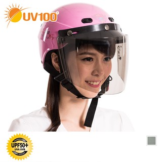 【UV100】 防曬 抗UV安全帽護目鏡(PZ10261)-透明灰