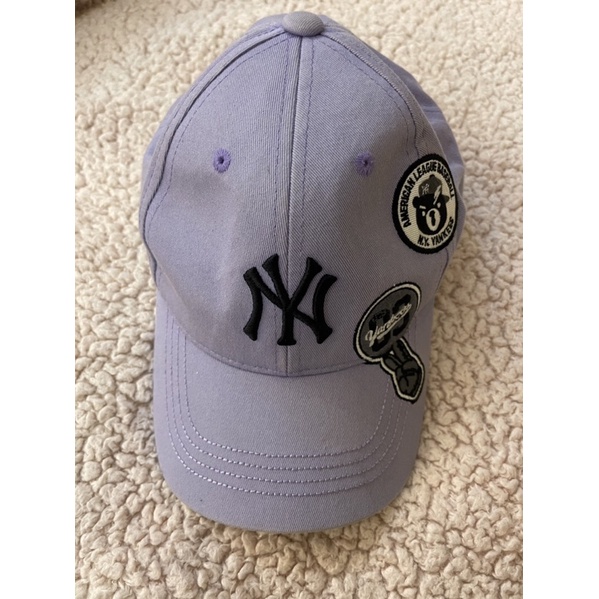 韓國MLB大聯盟NY洋基棒球帽紫色小熊女童款