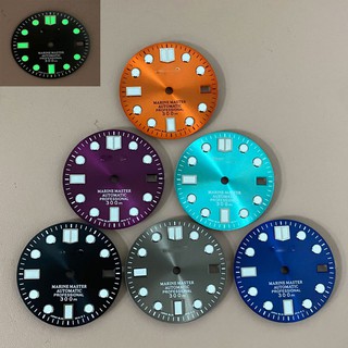 大釘太陽紋 手錶錶盤 28.5 毫米 007 綠色夜光錶盤適用於 NH35 機芯