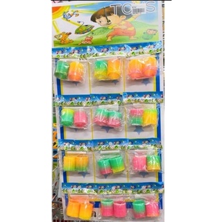 臺灣現貨 12入2入彩虹圈 (小號) 妙妙圈 彈簧圈 夜市玩具排裝玩具整卡出售童玩兒童節安親班露營派對活動獎勵