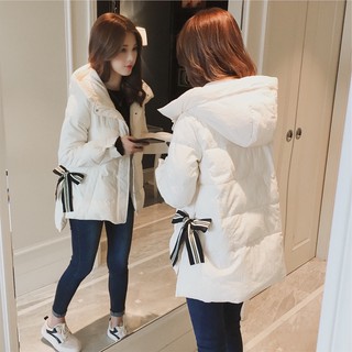 現貨🎀Hanagirl 羽絨外套 大衣 甜美蝴蝶結織帶 連帽外套 C085