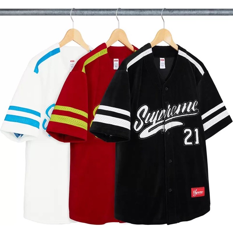 【area0439】2020 秋冬 Supreme Velour Baseball Jersey 棒球衫 球衣 Logo