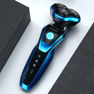 4D電動刮鬍刀 三刀頭電刮鬍刀 全機可水洗 4D浮動三刀頭 電動刮鬍刀 剃鬚刀【臺灣現貨】型男必備 強力動力 防水