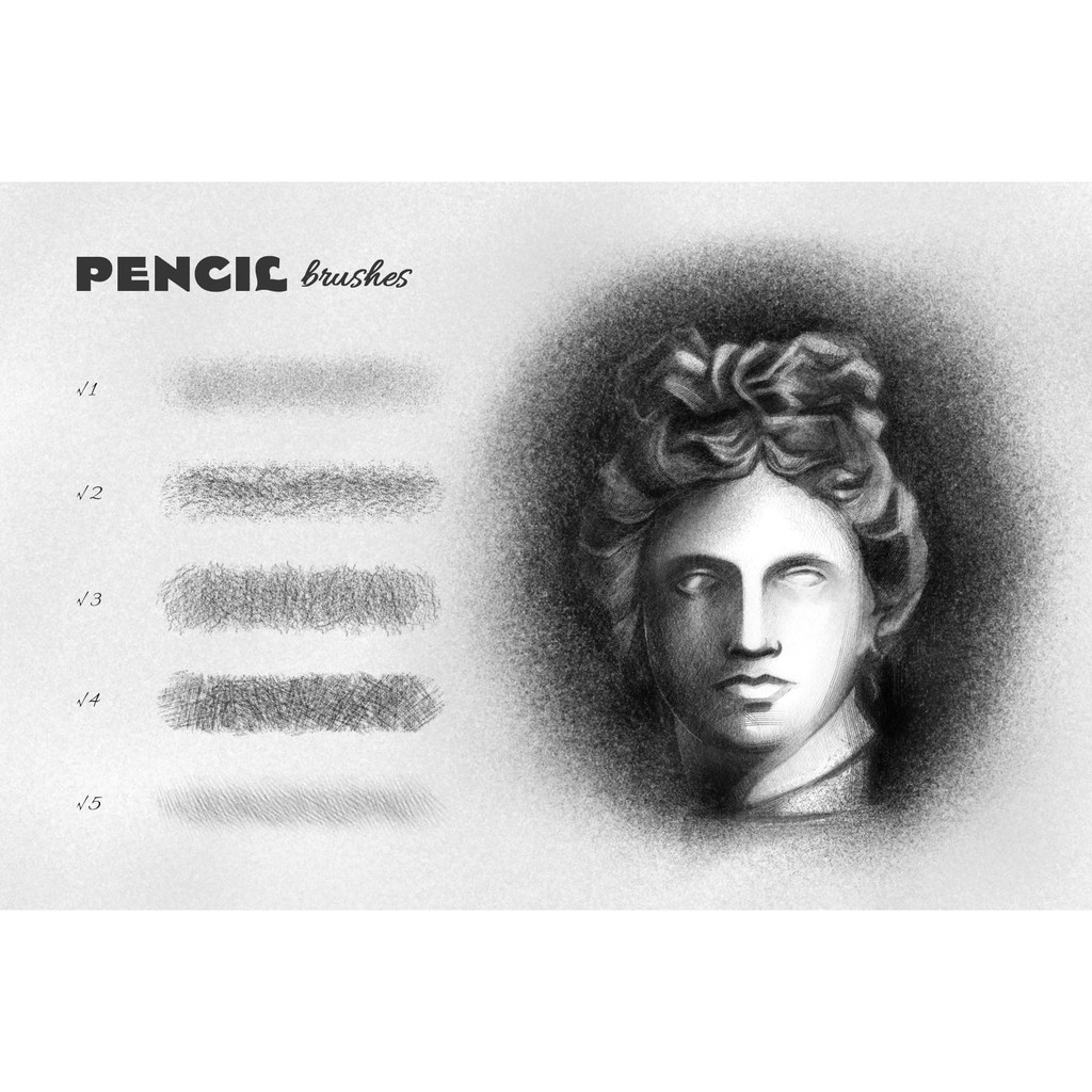 鉛筆素描效果 Photoshop筆刷 陰影繪畫 Abr筆刷v018 蝦皮購物