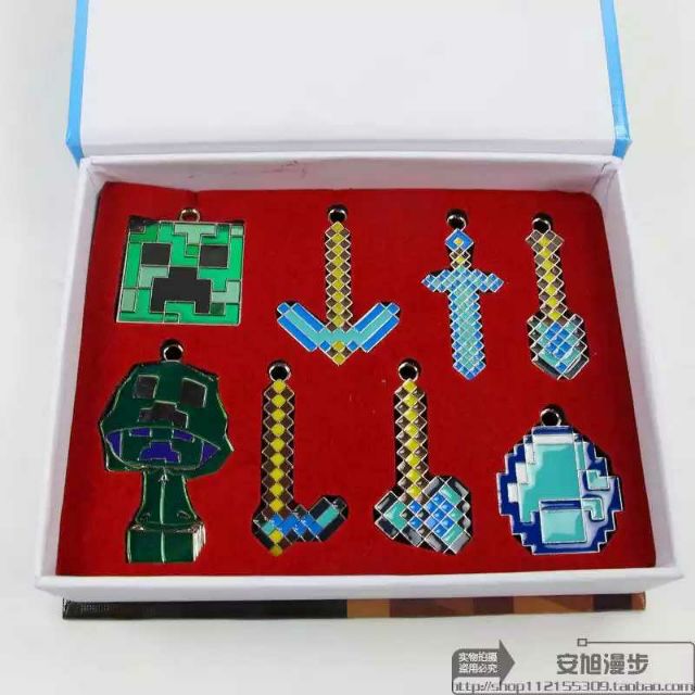 Minecraft周邊商品盒裝八款物品武器鑰匙圈項鏈 蝦皮購物