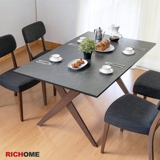 RICHOME TA433 羅倫餐桌電腦桌(150CM)(大理石紋)-黑岩色 工作桌 辦公桌 餐桌 書桌