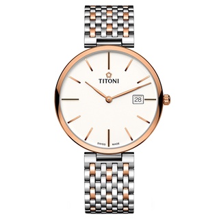 TITONI 梅花 纖薄系列 玫瑰金簡約機械腕錶 82718SRG-606