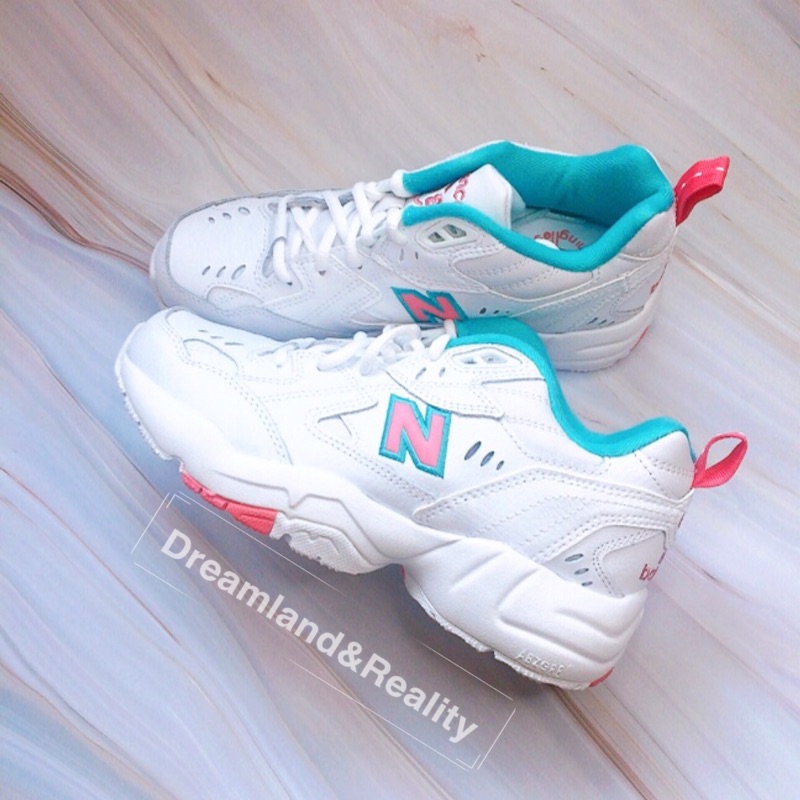 (現貨秒發) New Balance 608 全白 粉綠 糖果 IU代言 韓國 復古 老爹鞋 增高 WX608WT1