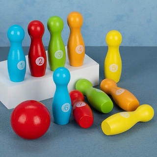 木製玩具保齡球 保齡球桌遊 兒童保齡球 數字保齡球 顏色球瓶 益智玩具 親子玩具