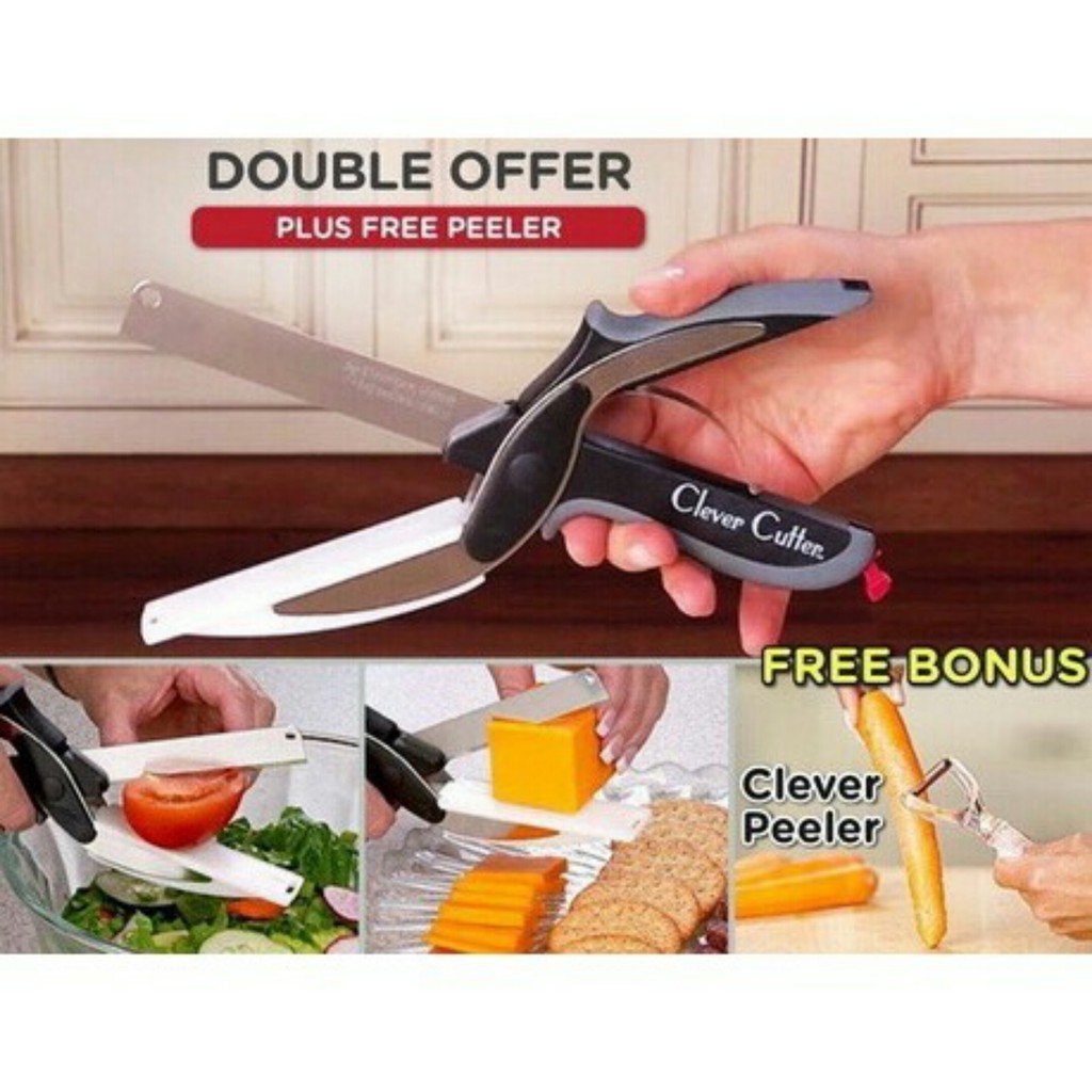 Clever Cutter 多功能切菜剪刀 可拆食物剪刀 菜刀 砧板+剪刀2合1 德國刀片技術 不銹鋼 露營用