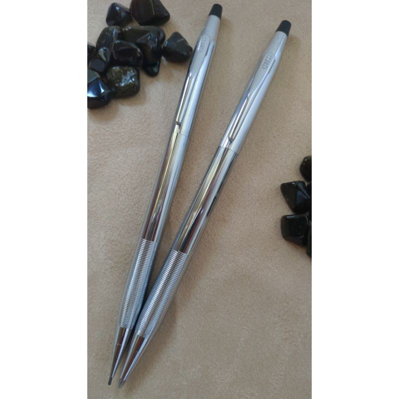 早期CROSS高仕-亮鉻-對筆(0.9mm自動鉛筆+原子筆)