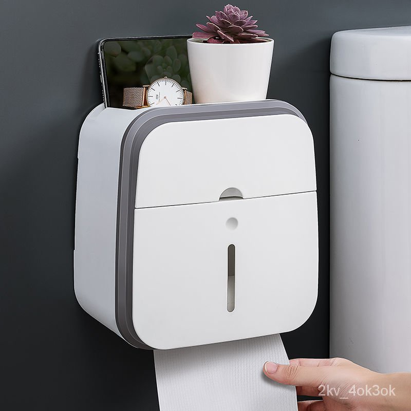 ⭐衛生間紙巾盒廁所衛生紙置物架壁掛式抽紙盒免打孔創意防水紙巾架