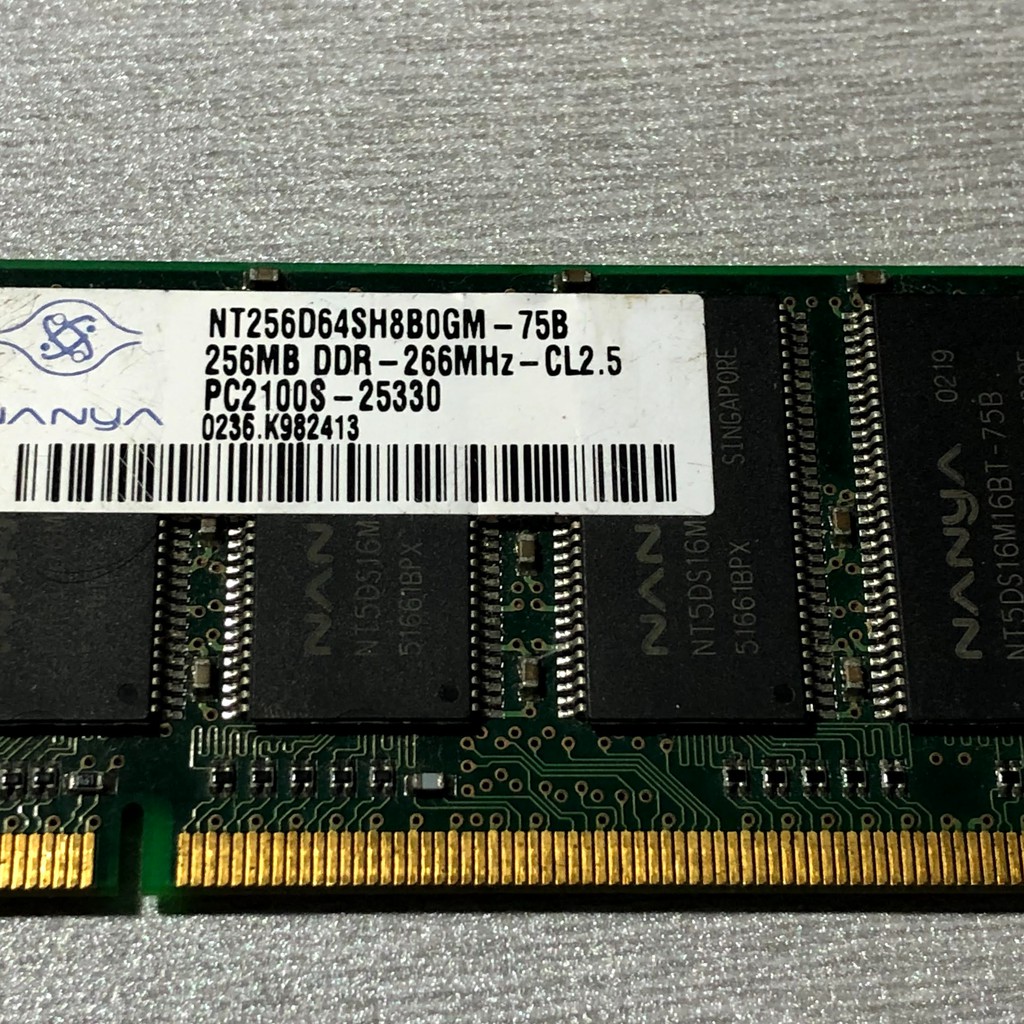 南亞Nanya NT256D64S88dgm-75b DDR-266MHz 256MB RAM記憶體