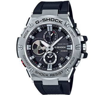 【CASIO】G-SHOCK G-STEEL渦輪葉片錶面設計太陽能藍芽錶-黑麵(GST-B100-1A)
