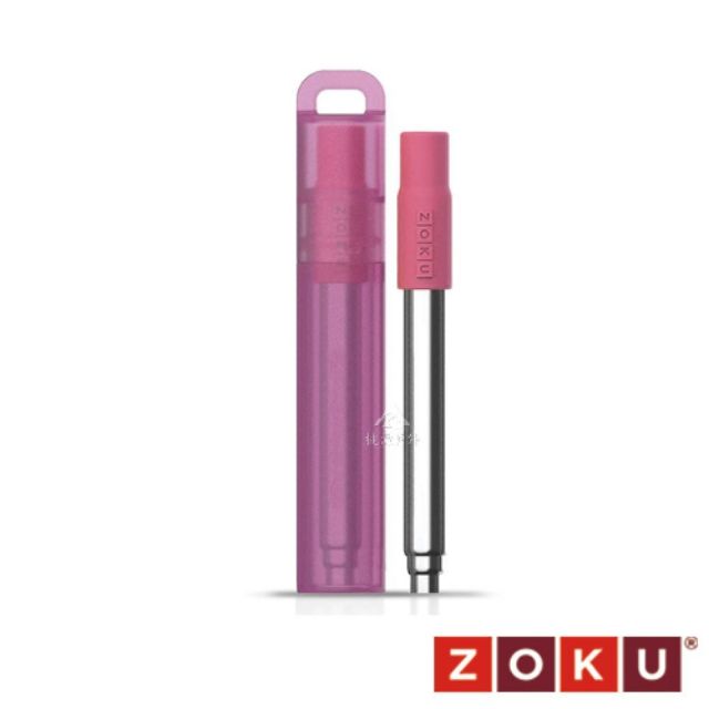 【ZOKU】伸縮式不鏽鋼吸管『莓果粉』附收納盒+清潔刷 ZK307