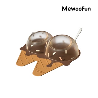 MewooFun 甜筒星球寵物碗 附餐墊 附矽膠勺 寵物碗 吃飯碗 狗狗 犬用餐碗 碗 寵物 餐碗 吃飯喝水碗 雙碗