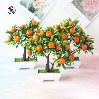 塑料人造橙樹盆景人造植物假盆栽花卉家庭辦公室花園裝飾