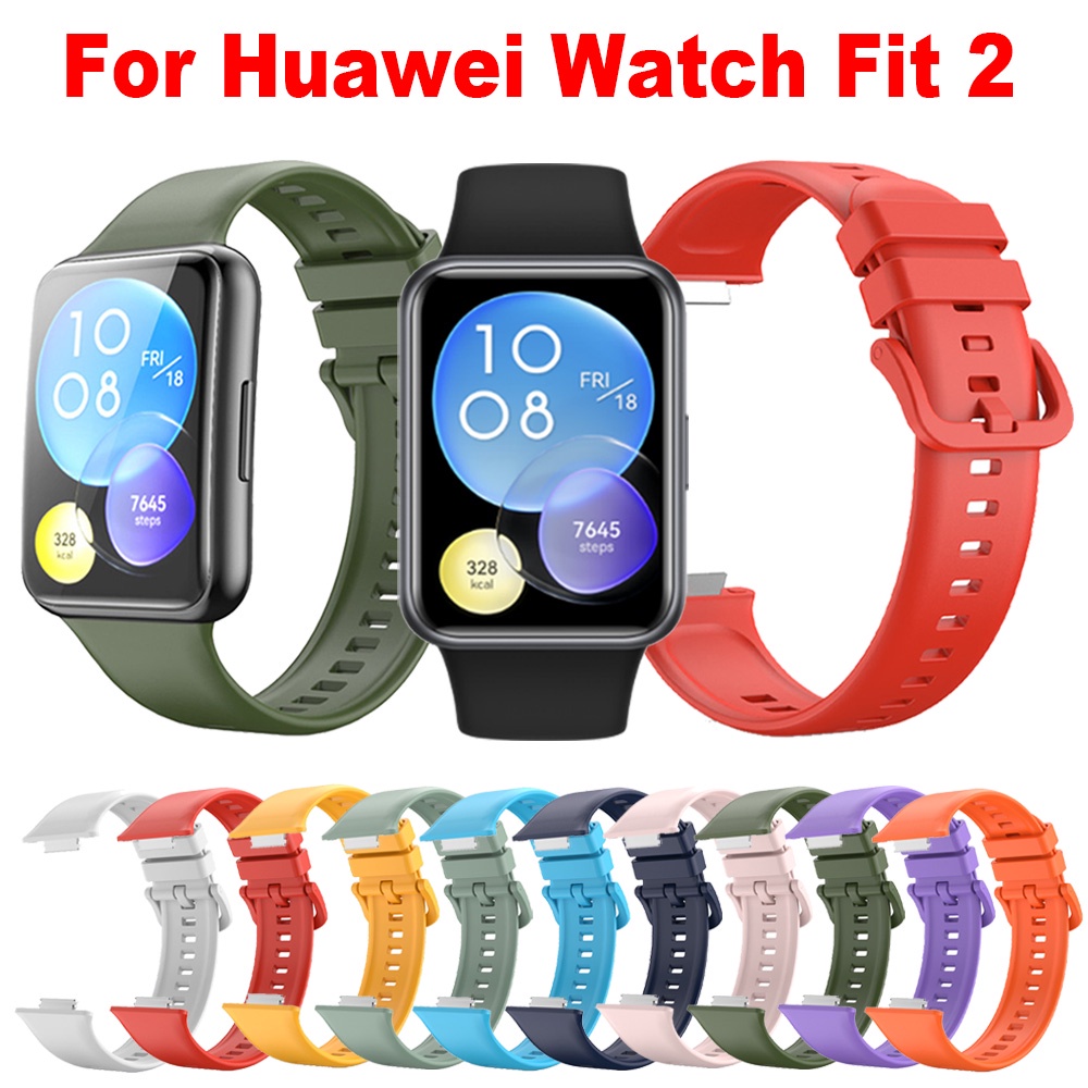 Huawei Watch Fit 2 純色矽膠錶帶 適用於華為 watch fit2 透氣防水錶帶 替換腕帶