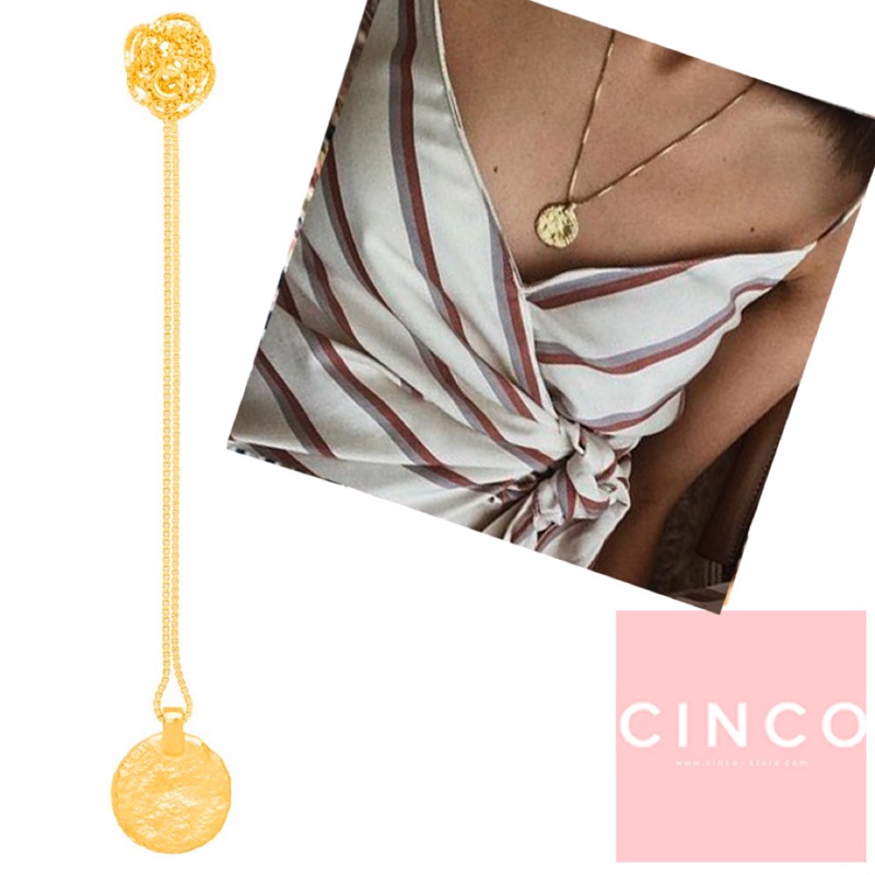 CINCO 葡萄牙精品 Matilda necklace 925純銀鑲24K金硬幣項鍊 古典款