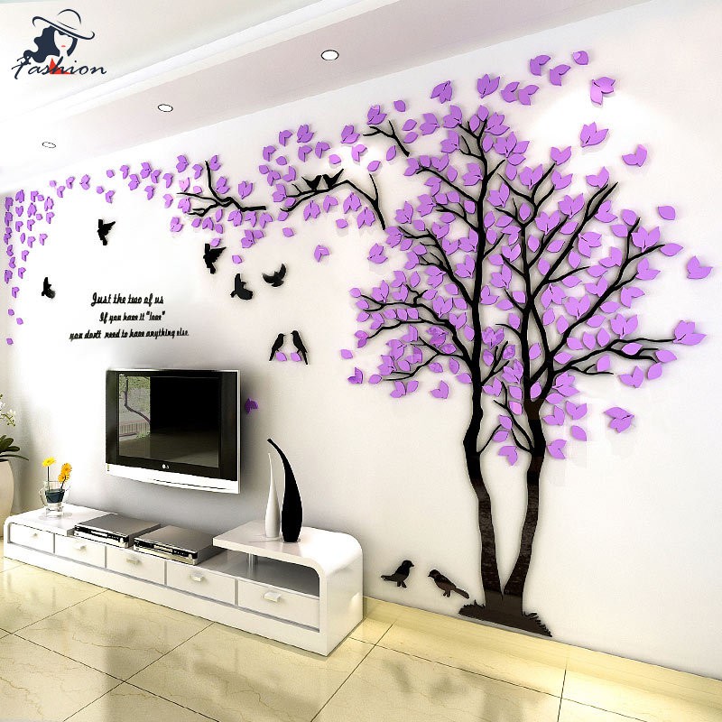 Ff 3d樹牆藝術牆貼可移動乙烯貼花壁畫電視背景家居裝飾 蝦皮購物