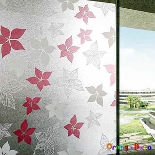 【橘果設計】楓葉 靜電玻璃貼 90X200CM 防曬抗熱 無膠設計 磨砂玻璃貼 可重覆使用 桌布