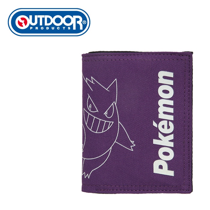 OUTDOOR Pokemon聯名款夜光耿鬼對折短夾-紫色 短夾 ODGO21A06PL 6卡零錢袋 男短夾