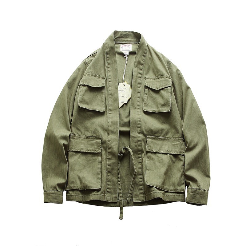 軍事風道袍外套牛仔外套劍道服阿美咖機美式復古工裝 蝦皮購物
