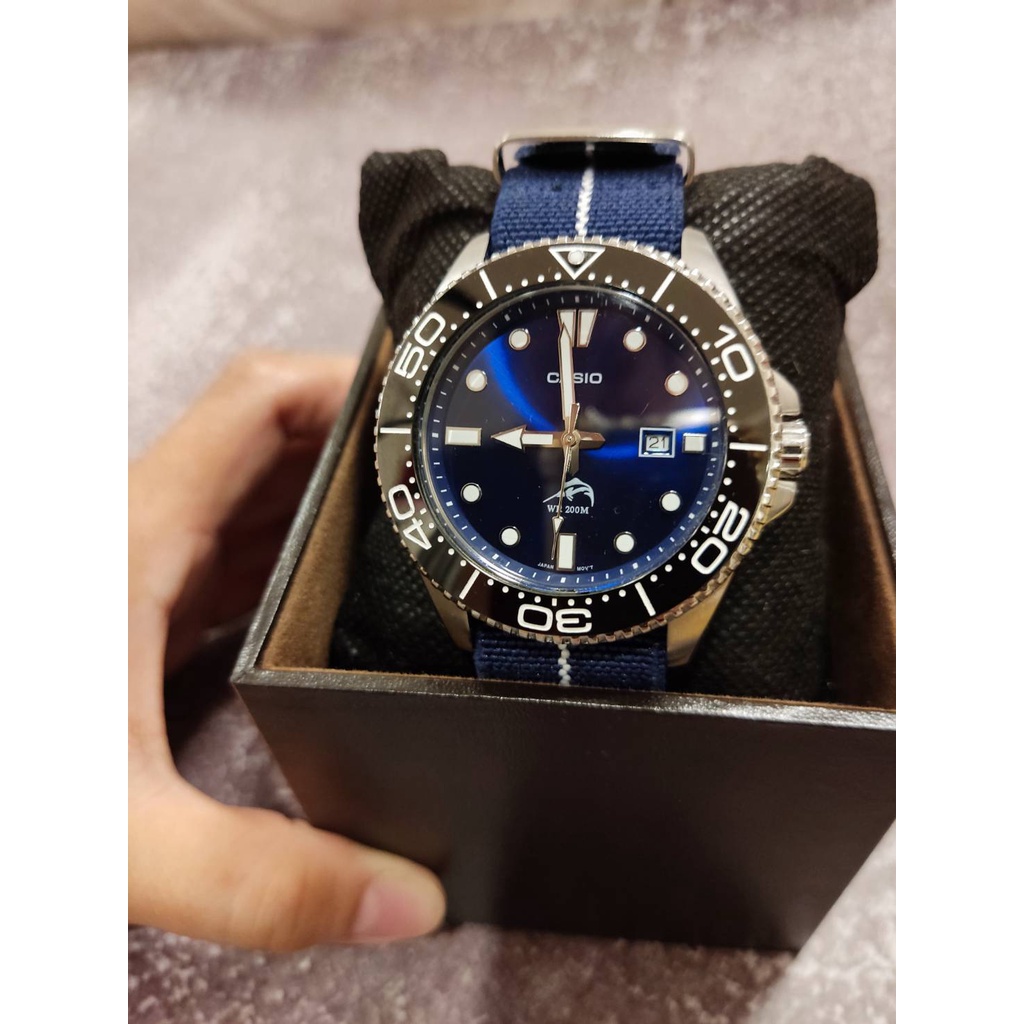 深邃藍 正品 卡西歐 槍魚 潛水錶  陶瓷圈 高質感 全新NATO錶帶 防水200M 二手 公司貨 casio 男錶