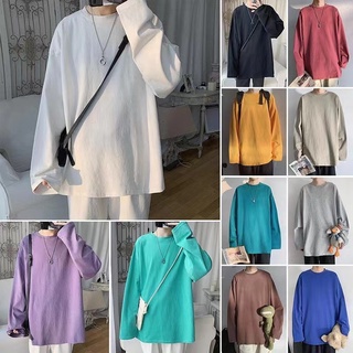 【Comoon Shop】日系 BF懶惰風 長袖T恤 內搭上衣 舒適百搭 多色選擇 大學T 圓領 男女同款