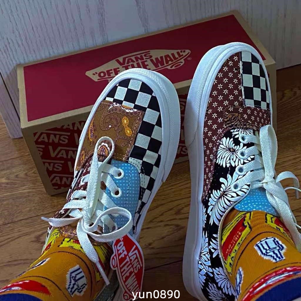 正版免運VANS ERA TIGER PATCHWORK 變形蟲 腰果花 棋盤格 滑板鞋 虎紋 拼接男鞋女鞋休閒鞋帆布鞋