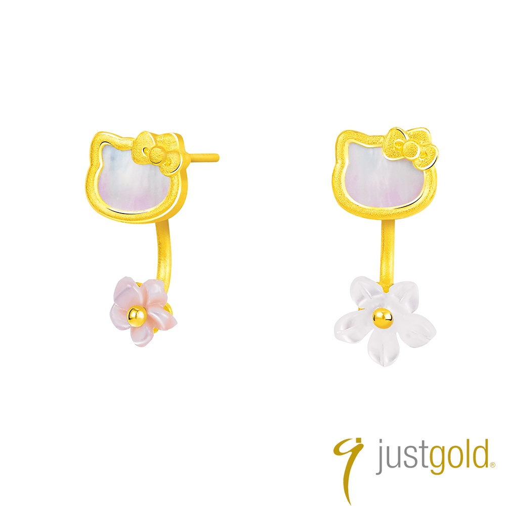 【Just Gold 鎮金店】櫻花綻放系列Kitty 純金耳環