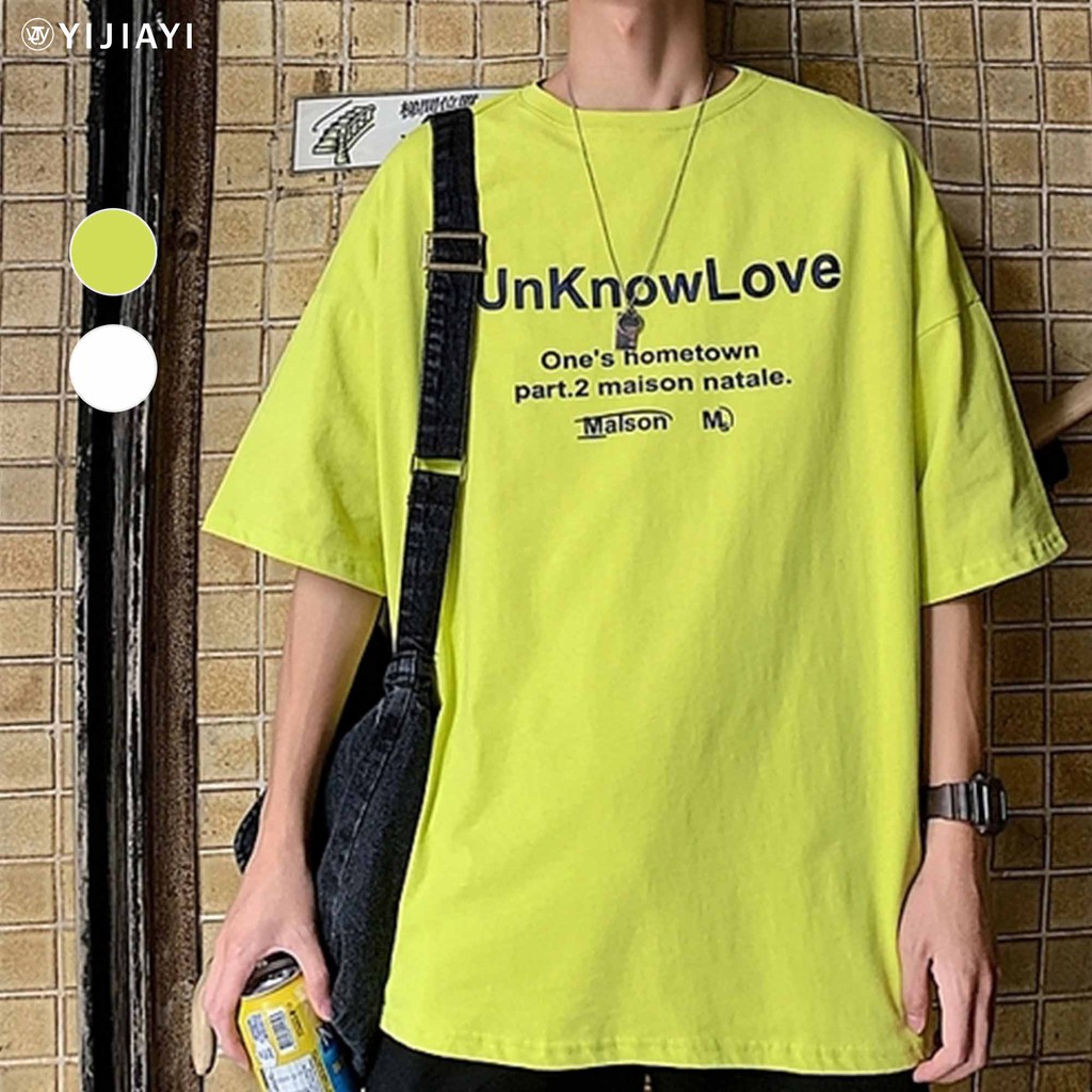 《預購7天》【YIJIAYI】男女可穿 螢光色 寬鬆 落肩 字母 上衣 T恤 【K廠】(K016)
