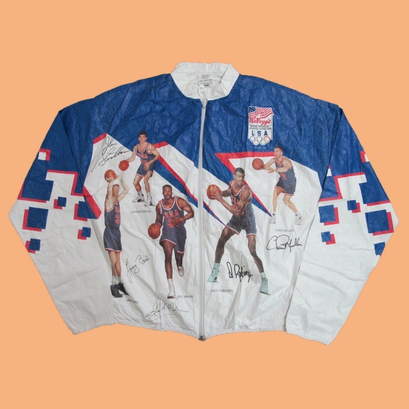 JCI：Vintage 夢幻逸品 92年 USA 美國夢幻一隊 紙片風衣外套 NBA / 奧運 / JORDAN