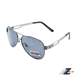 【Z-POLS】名牌風格時尚帥氣寬版設計金屬風Polarized寶麗來偏光抗UV400太陽眼鏡