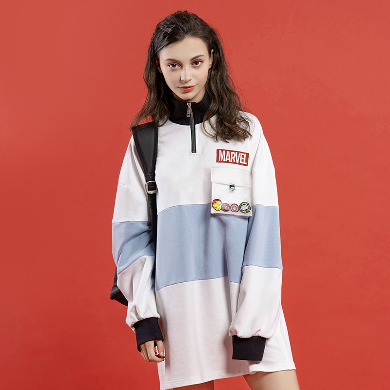 宅窩 正版漫威周邊非cos服日常拼色秋冬款淺藍印象衛衣女漫畫動漫周邊 蝦皮購物