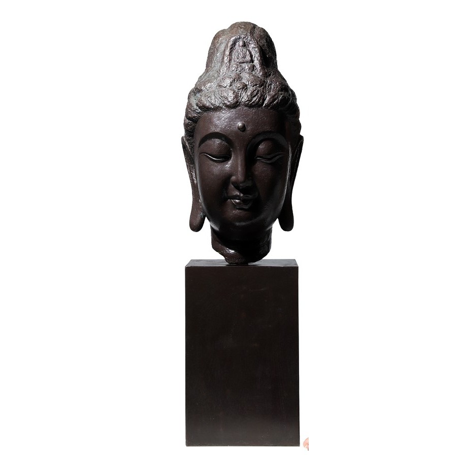 【啟秀齋】現代雕塑 李寶龍 自在觀音 (18/50) 銅雕 泥塑翻銅雕塑作品 1995年創作 重約14kg