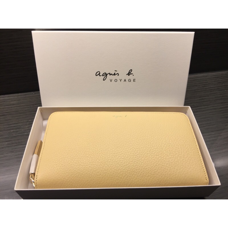 【現貨】日本 agnes b. Voyage MIMI 女用牛皮拉鏈長夾 黃色 2017春季新款 🇯🇵代購