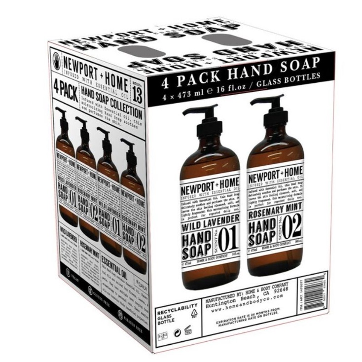 美國 Newport Home 洗手液 洗手乳473ml/瓶（4入組）玻璃瓶