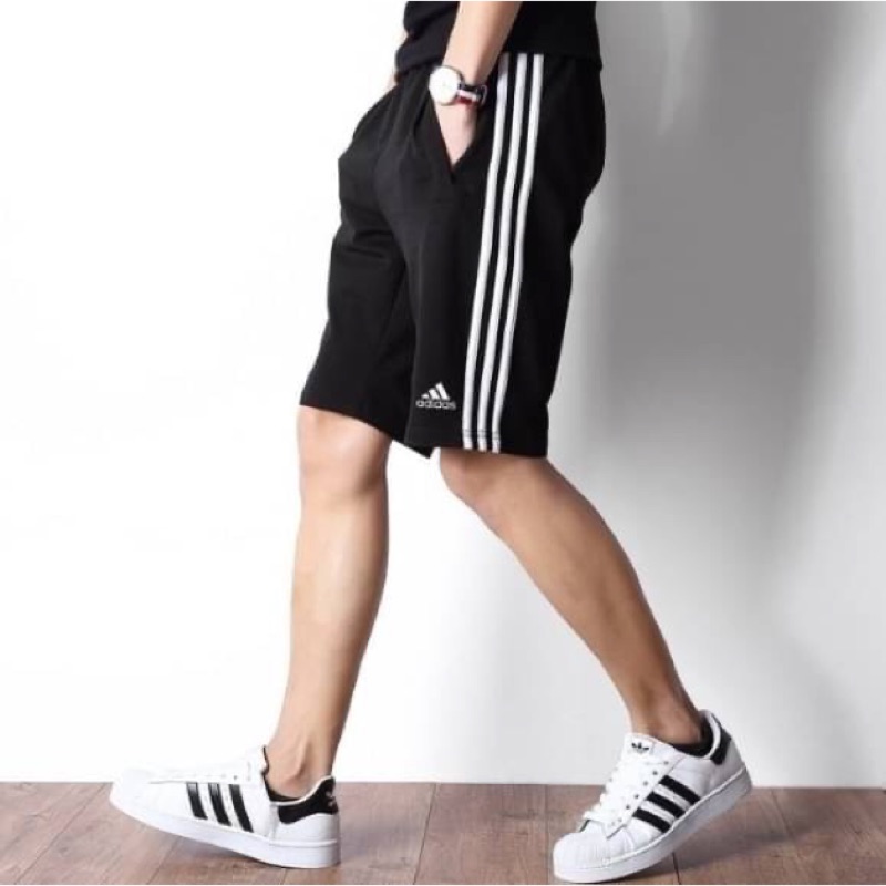 Adidas ESS 3-Stripes 短褲黑白三線棉質BK7468 100%棉| 蝦皮購物